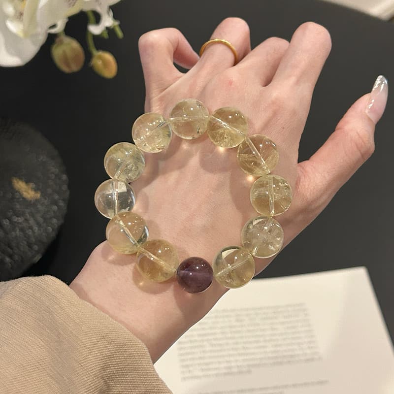 Pulseira de cristal Natural feminina Design Original nicho High-End sentir sorte grandes contas limão cristal ametista p