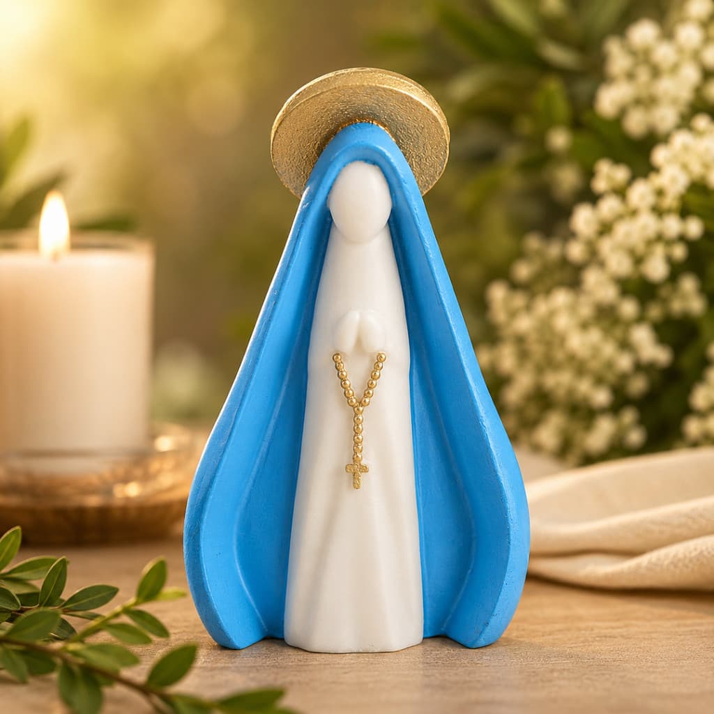 Imagem de Nossa Senhora Aparecida 15 Cm Moderna Resina Premium Decoração Devoção