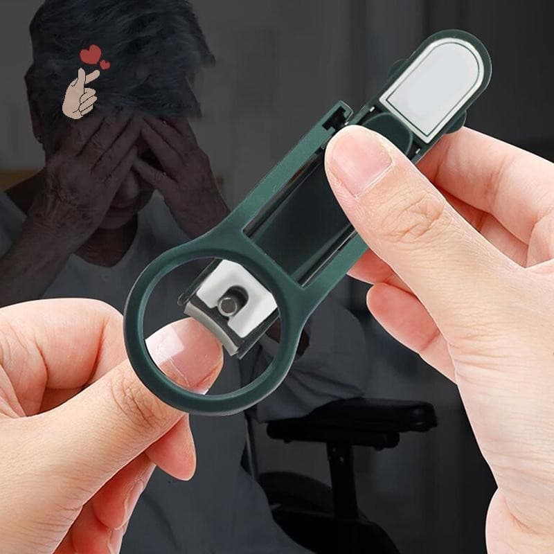 [PEBR] Cortador de unhas prático para idosos, com lente de aumento, aparador anti-respingos, ferramenta de beleza em aço