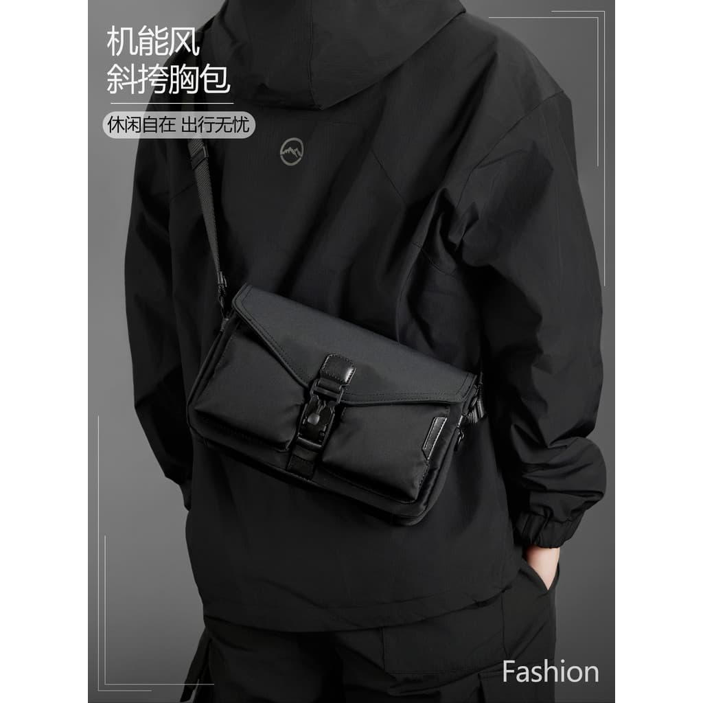 Masculino novo estilo pequeno quadrado saco passeio elegante All-Match ombro mensageiro saco Commuter leve Multi-compart