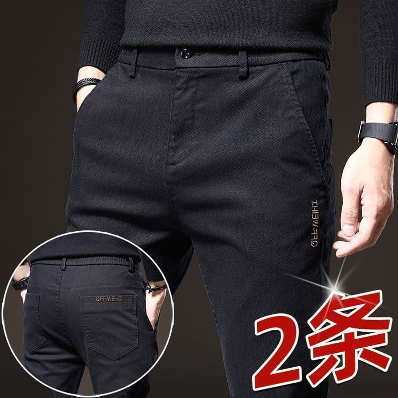 Verão novo estilo calças masculinas calças casuais cintura elástica Jeans masculino elástico fino ajuste em linha reta c