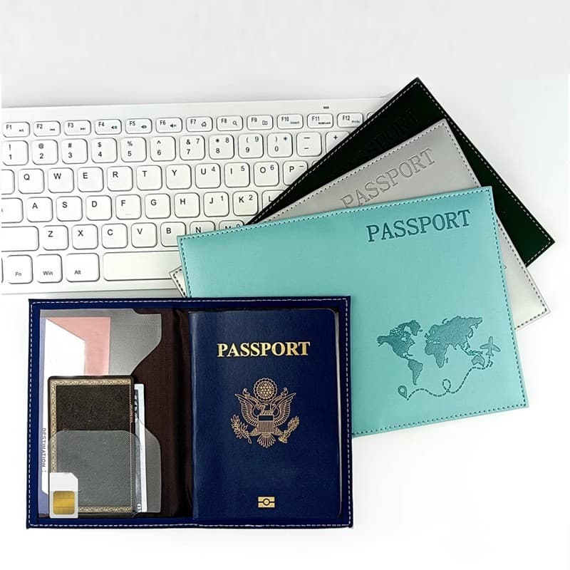 Porta-passaporte simples de viagem, leve, fino, capa protetora para passaporte, porta-cartões no exterior, porta-cartões