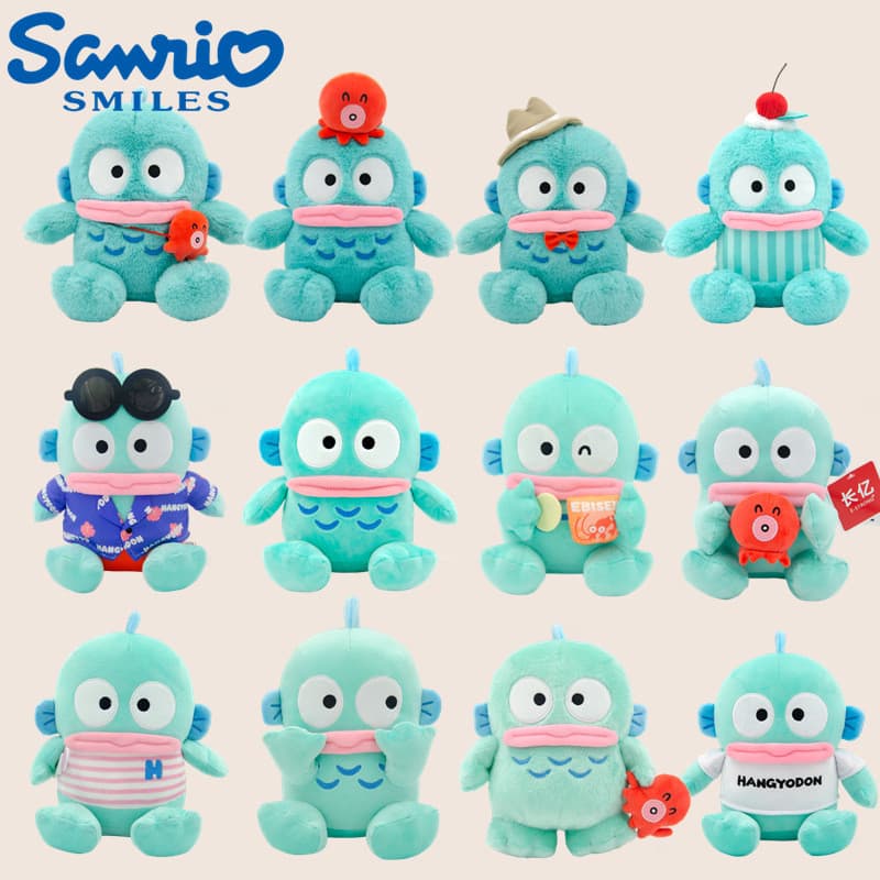 Genuíno Sanrio boneca meio peixe homem Hanton brinquedo de pelúcia feio peixe pingente boneca feio bonito polvo presente