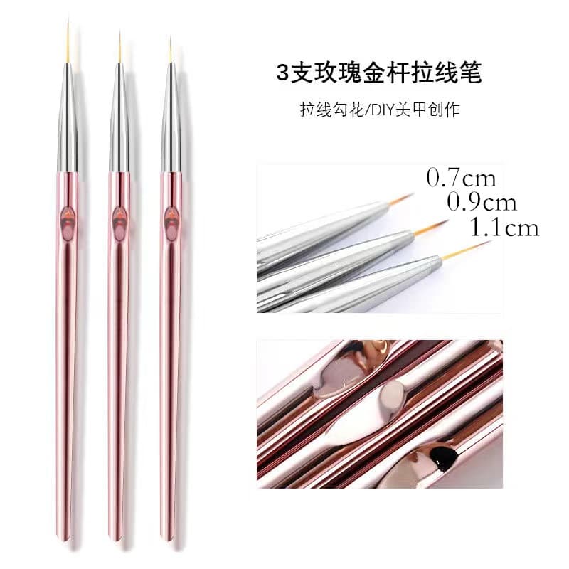 Caneta de desenho de Manicure ultrafina profissional conjunto de três peças caneta de fototerapia pintada haste de Metal