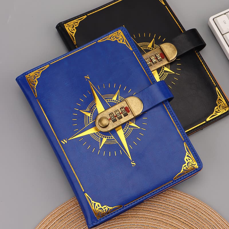 [Estoque pronto] A5 Wasse Code Book Retro Locked Engrossado Notebook Japonês Coreano Simples Estudante Escrita Diário Su
