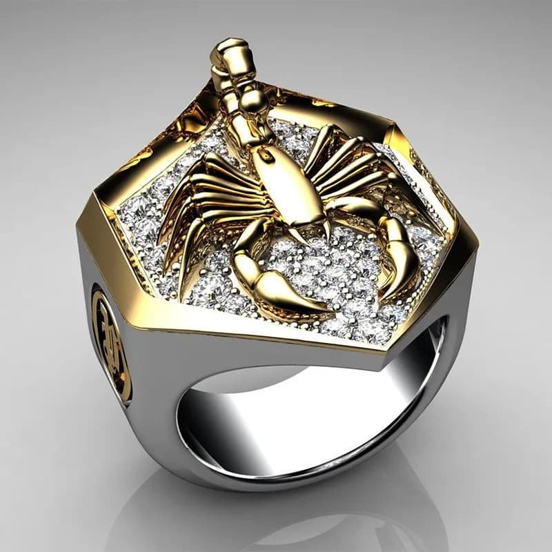 Anel Criativo de Escorpião Dourado para Homens, Joia de Moda Vintage Punk, Presente para Festa de Halloween Masculina G9