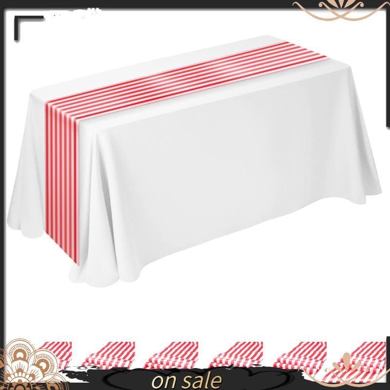 [Vendas Quentes Y] 6 Peças Corredor De Mesa Listrado Casamento Poliéster Decoração Vermelho Branco Design Toalha 12 x 10