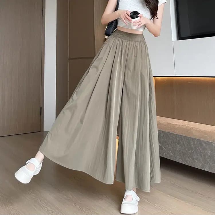 Com bolsos multicolorido Multi-tamanho Yamamoto Culottes feminino cintura alta saia longa preguiçoso gelo seda jif0629