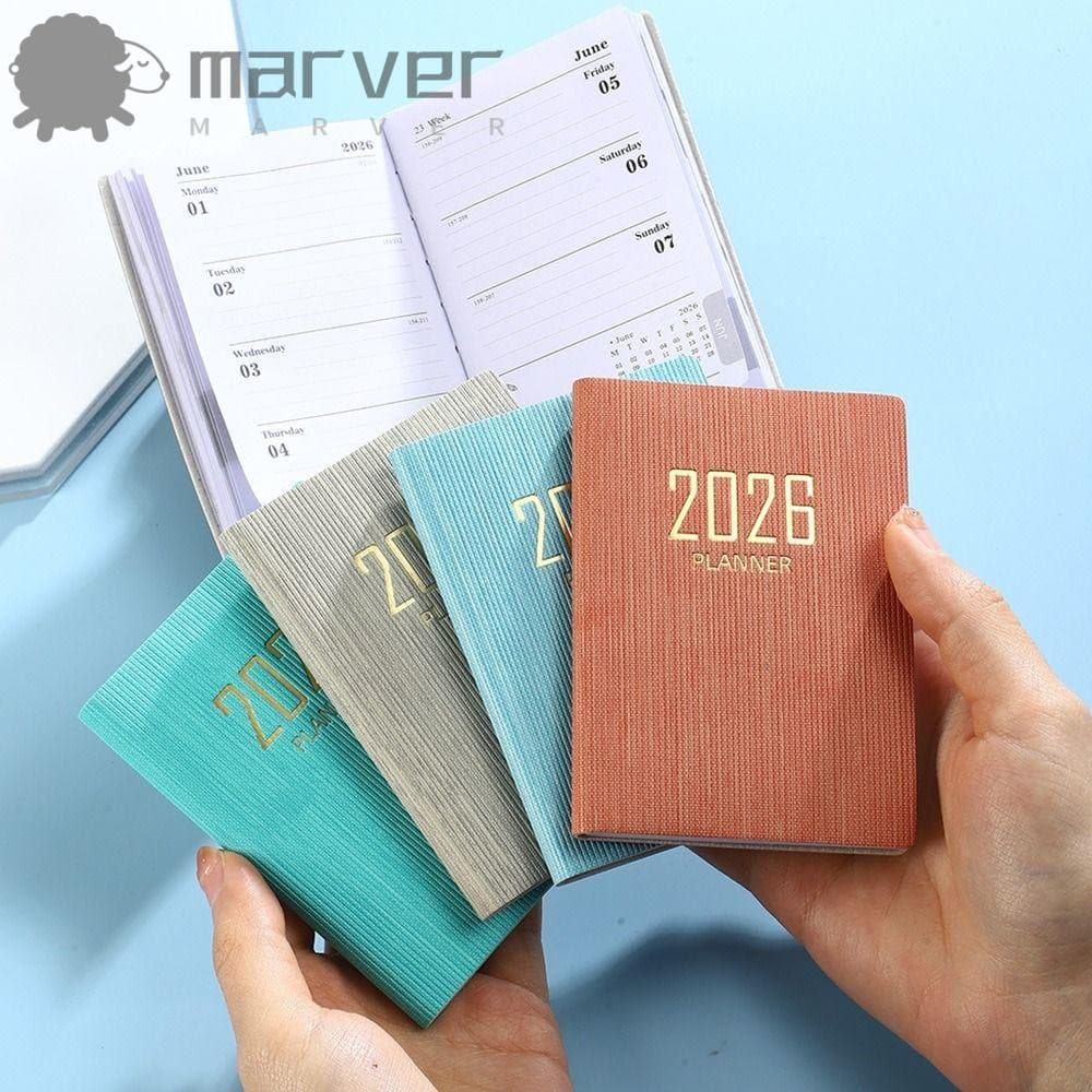 Livro De Agenda MARVER 2026 , A7 Com Compromissos De Calendário , Mini Diário De Bolso , Planejador Semanal , Escritório