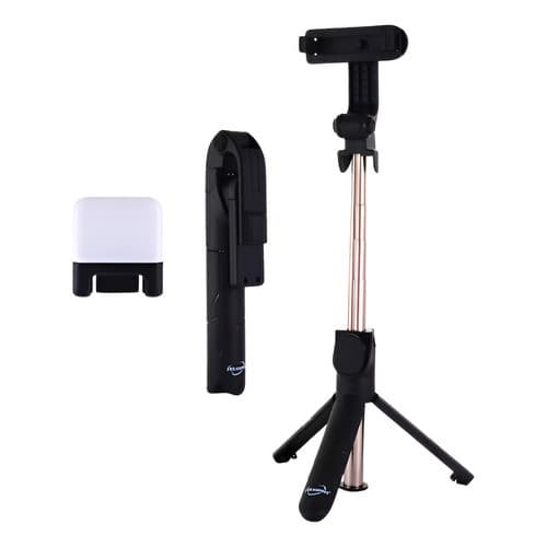 Bastão Selfie Celular Tripe C/bluetooth, Controle E Led 360° Preto