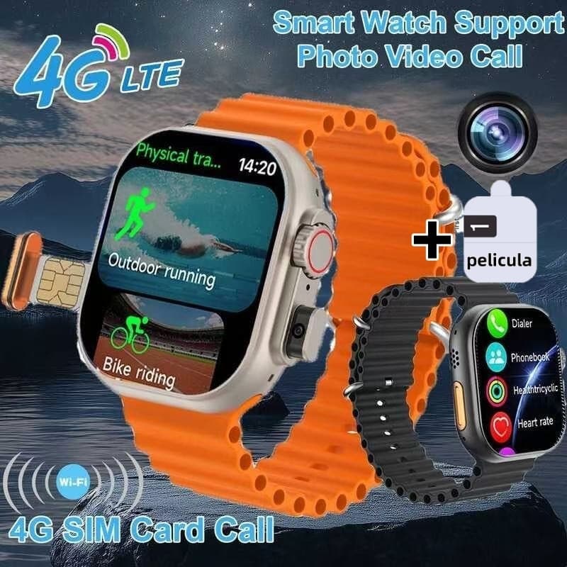 [4G LTE SIM + Câmera] T83 PRO 4 + 64GB Android Smartwatch Play Store WiFi BT Chamada Telefônica Desbloqueio Facial Monit