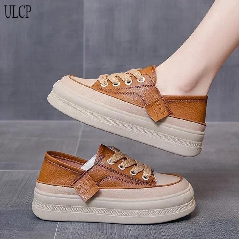 Tênis De Plataforma Feminina Sapatos 2024 Primavera Nova Marca Designer Rendas Até Esporte Casual Correndo Viagem Mulher