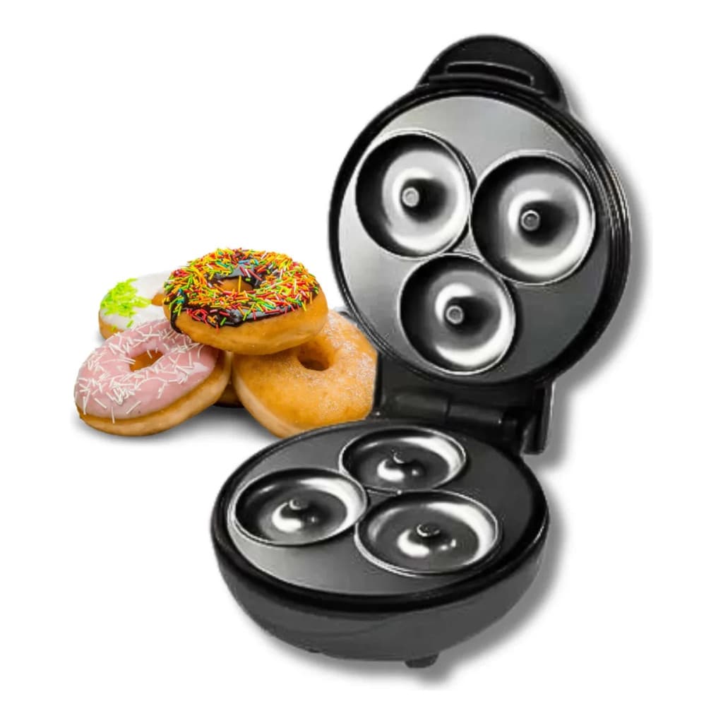 Máquina De Donuts Mini Faz 3 Rosquinhas Confeitaria Waffle