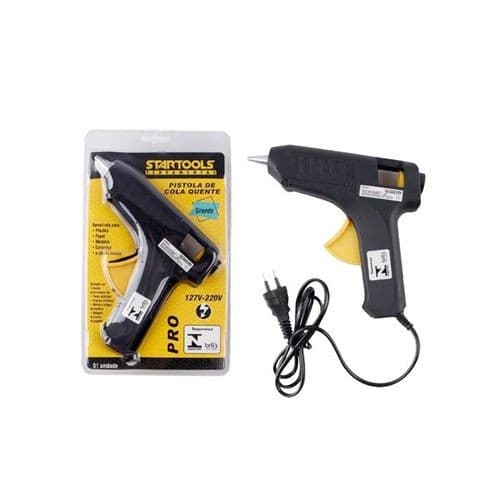 Pistola Cola Quente Profissional Bivolt 15W Alta Temperatura Preta Reparo Artesanato DIY