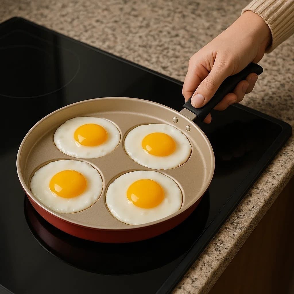 Frigideira Antiaderente Panela Quádrupla Divisória 4 em 1 Ovos Sanduíches Grill Forma Assadeira