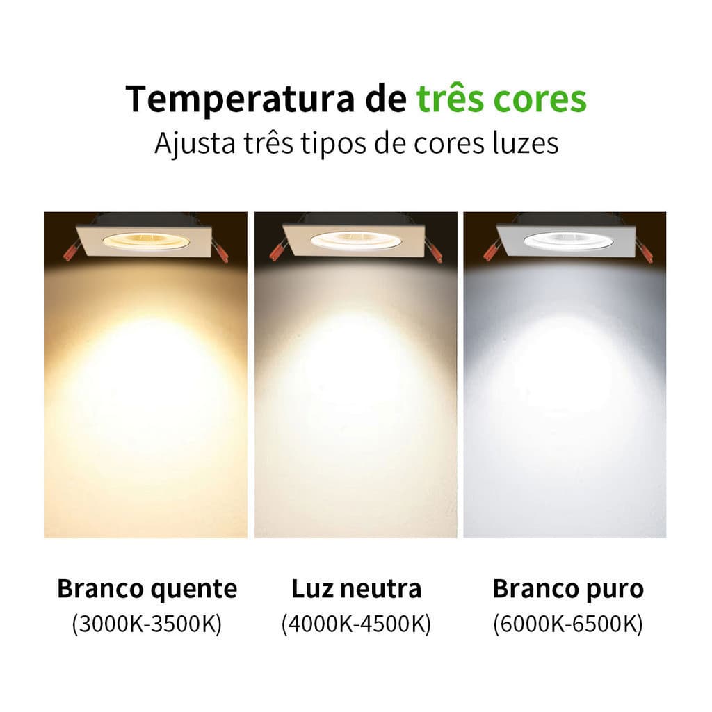 Kit 10 Spot led 7w Luminária Bivolt Direcionavel Quadrado Redondo Embutido Teto Sanca