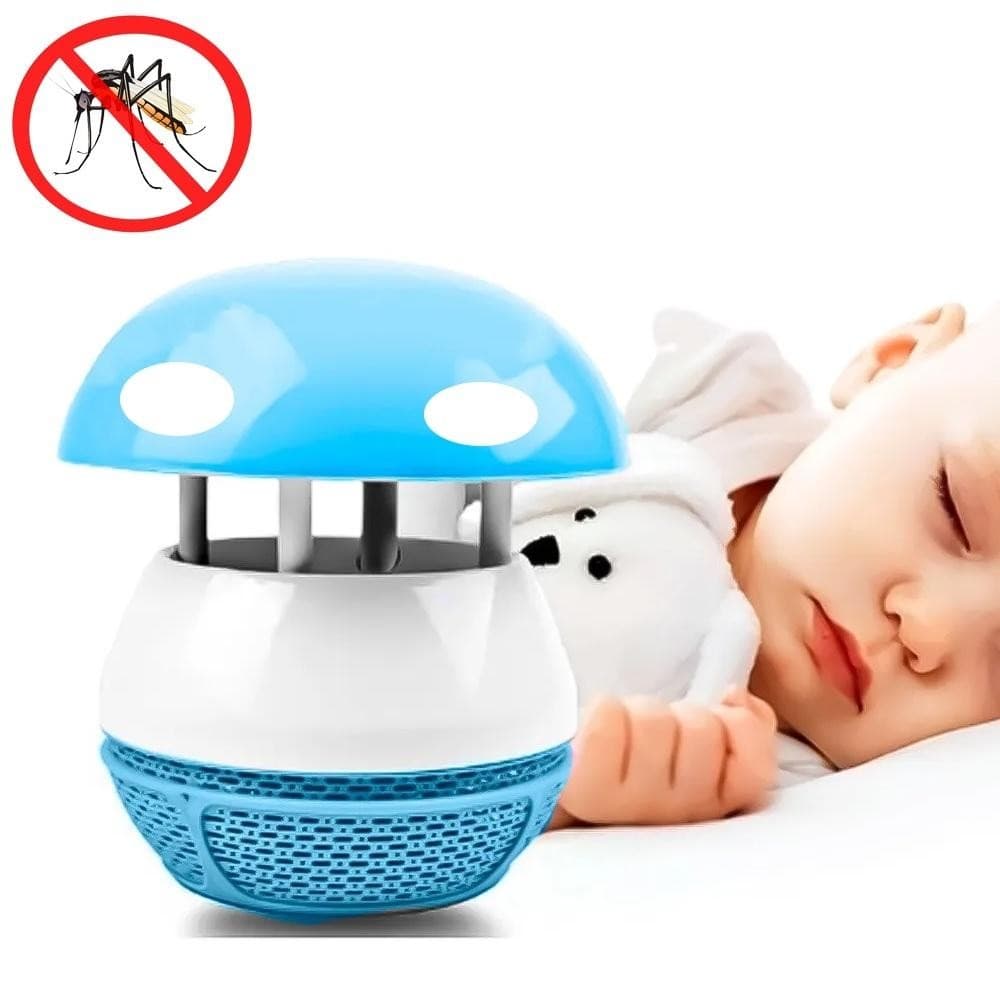 Armadilha Luminária UV LED Inteligente Contra Mosquitos Pernilongos Dengue USB Quarto Bebê - Azul