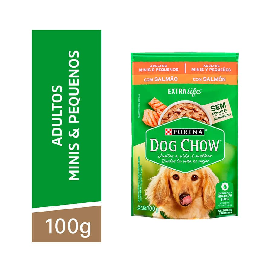 Ração Úmida Sachê Dog Chow Adultos Raças Mini e Pequenas Salmão 100g
