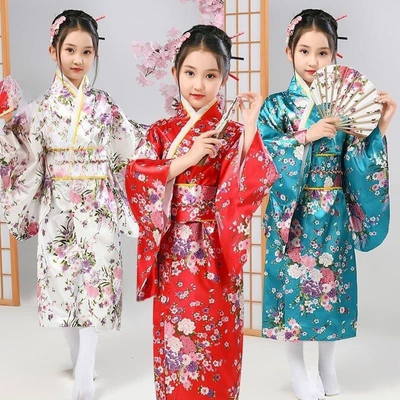 Vestido De Menina Quimono Japonês E Clipe De Cabelo sakura Tradicional Porque O performance