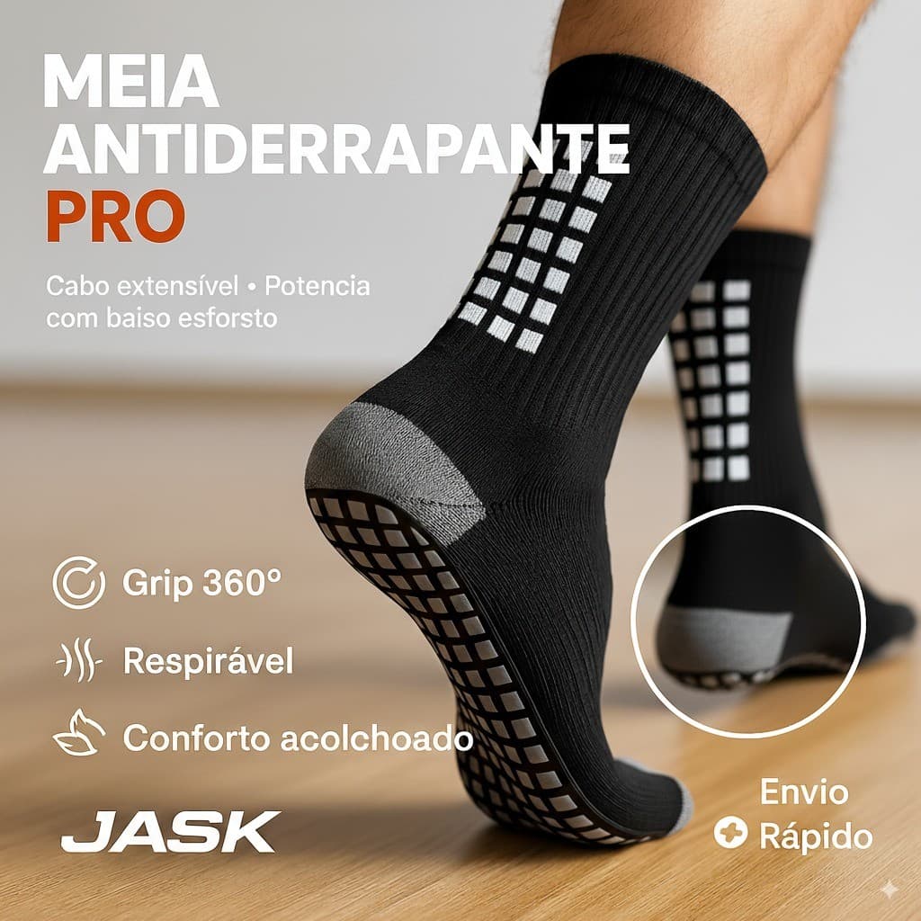 Par de Meias Antiderrapante Respiravel Esportiva Para Futebol Futsal Academia Crosfit Corrida