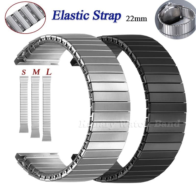 22mm Sml Elástico Pulseira De Relógio De Aço Inoxidável Universal Expansão De Metal Para Inteligente Masculino Feminino