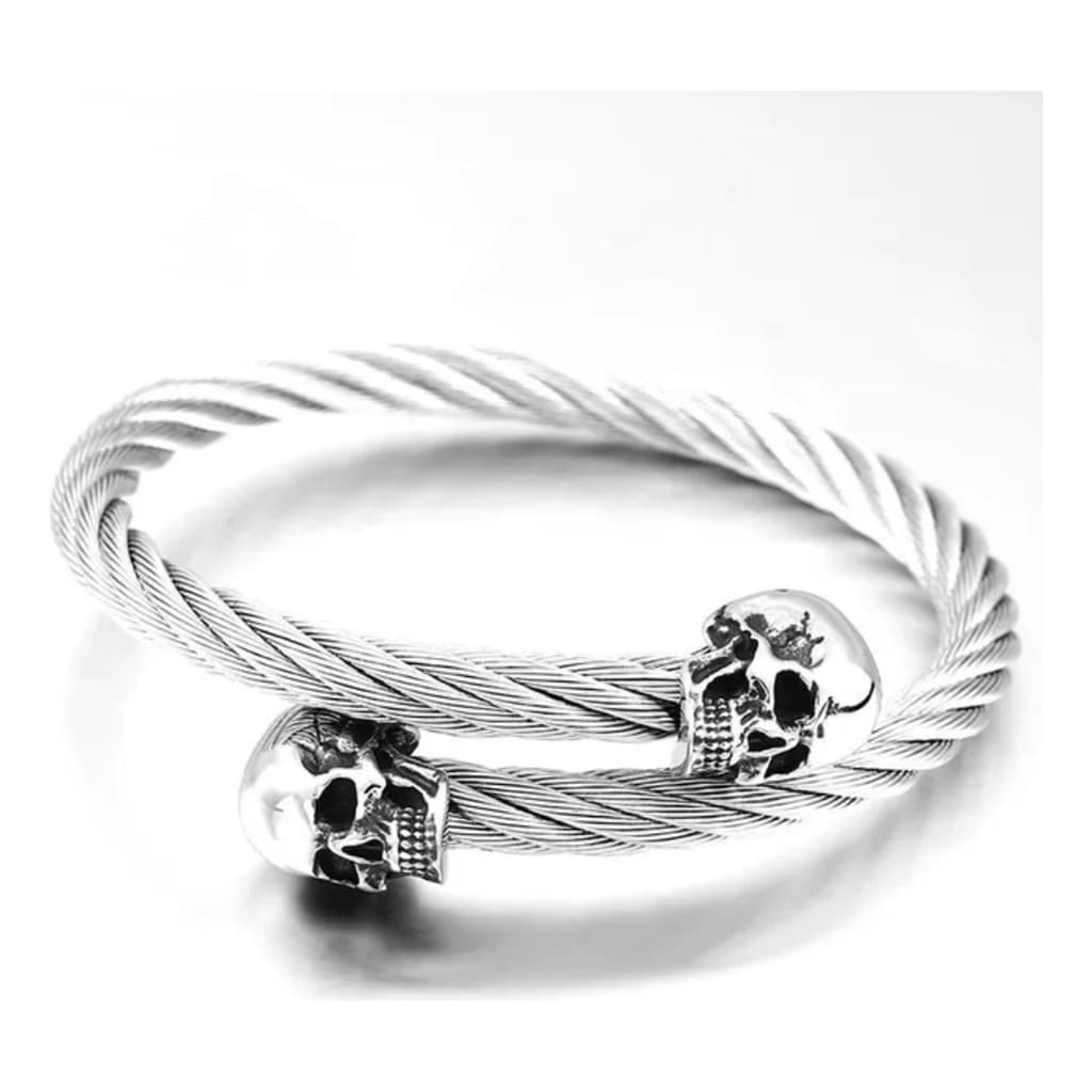Bracelete Pulseira Regulável Caveira Punk Rock Gótico Motos