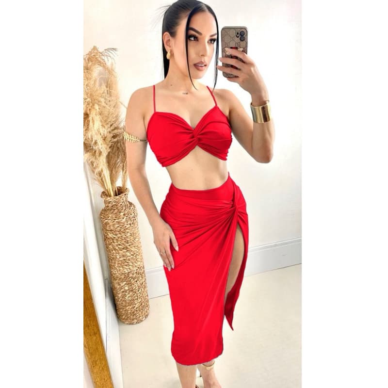 Conjunto Feminino Três peças Saia Fenda Top Saida de praia moda verão blogueira balada festa Carnaval