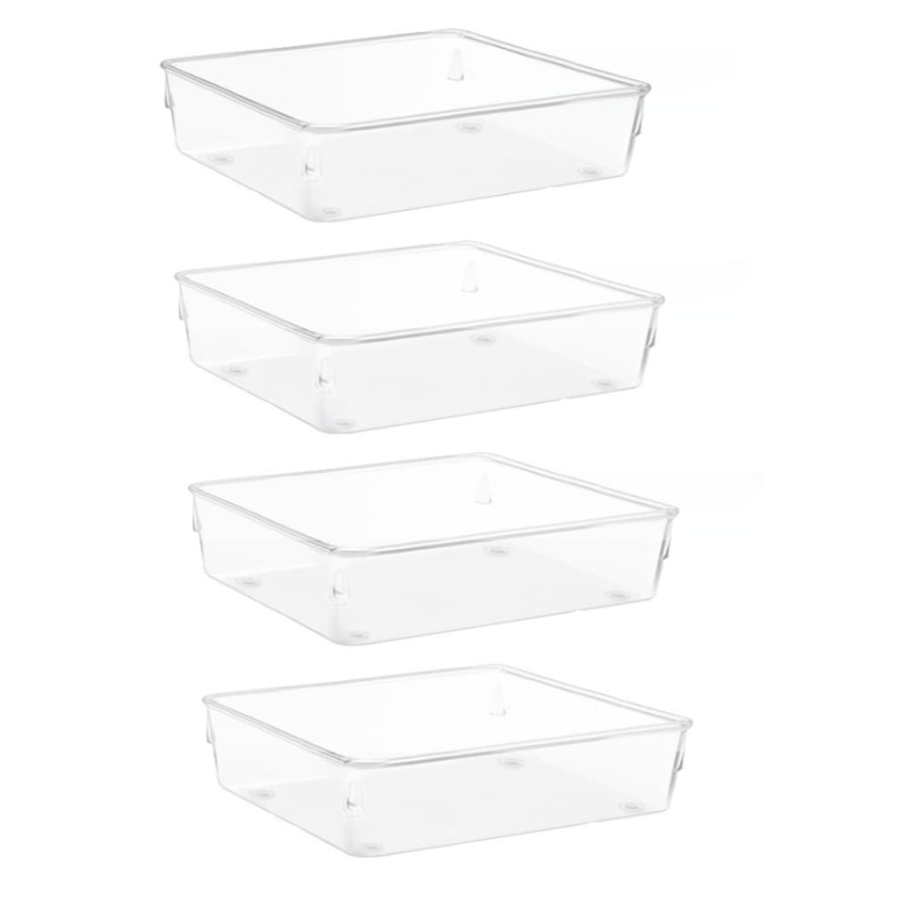 Kit Com 2, 3, 4 Organizadores Modular De Acrílico Geladeira Gavetas Multiuso