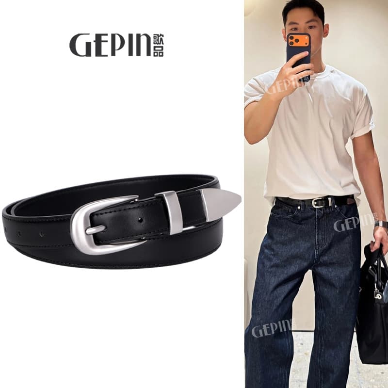 Cinto masculino estilo couro genuíno na moda jovens acessórios cinto masculino cleanfit Retro nicho cinto 2026 novo esti