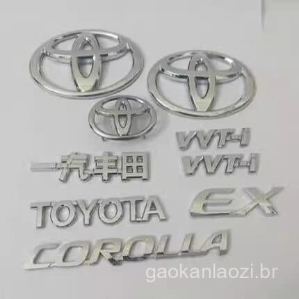 Emblema frontal do Toyota Corolla, emblema traseiro da grade em formato de cabeça de touro, emblema do porta-malas, mode