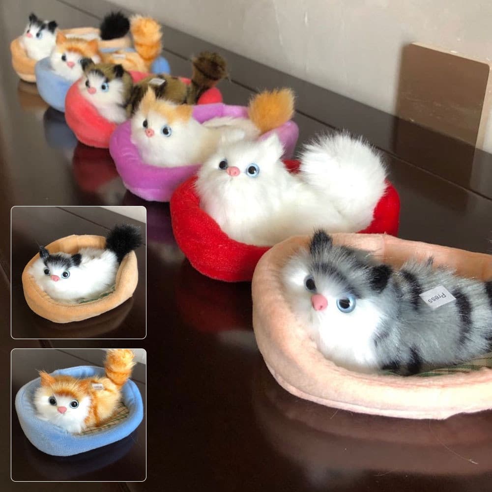 Simulação Mini Gato Fofo Gatos De Pelúcia Brinquedos Recheados Com Som Presente De Natal