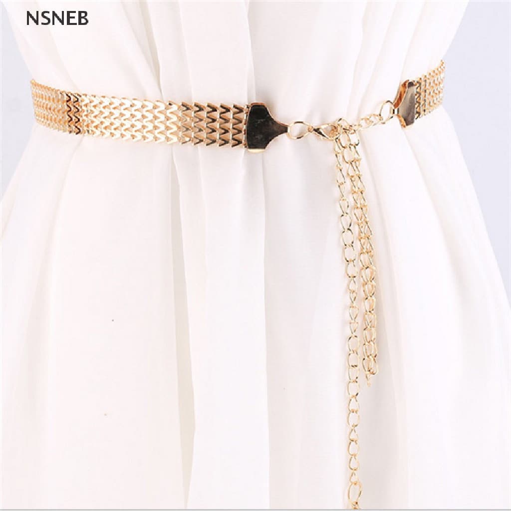 [NSNEB] Cinto De Cintura Metálica De Onda Simples Fivela De Ouro Acessórios De Vestido Casamento Festa Noiva