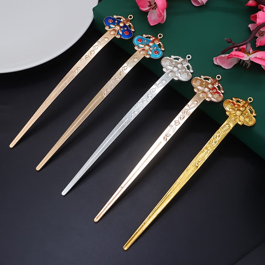 Liga antiga hairpin DIY Hanfu cocar passo agitando hairpin galvanoplastia natação chapeamento jóias acessórios