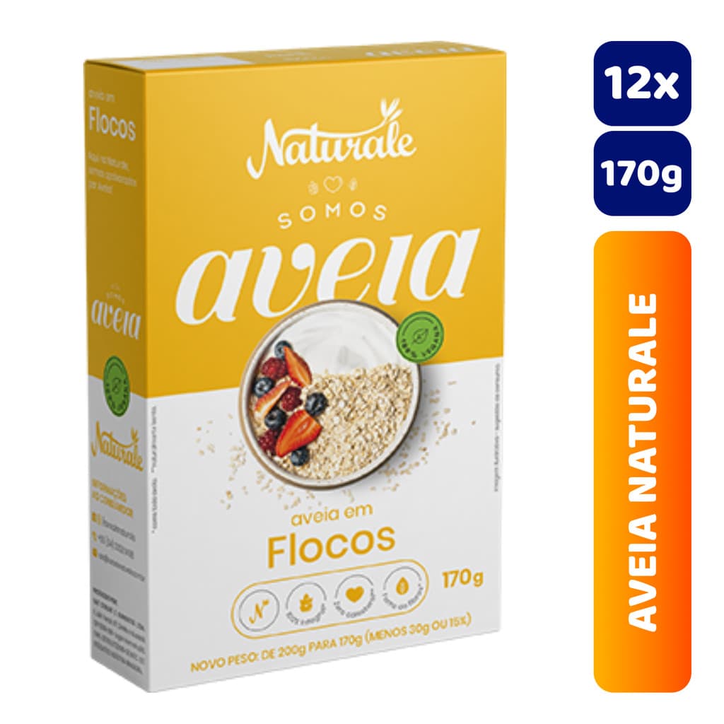 Kit 12x Caixas Aveia Flocos Naturale 170g