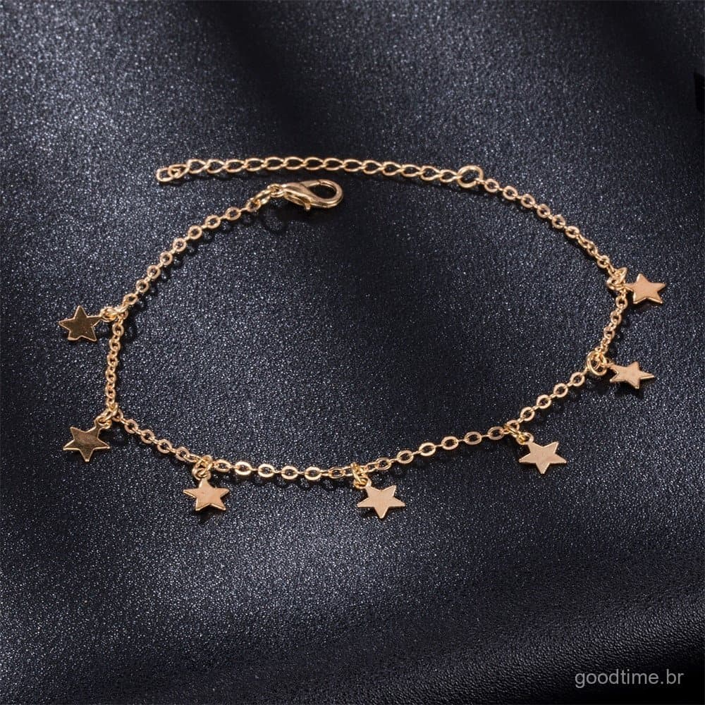 Tornozeleira com Pingente Estrela Vienkim, Corrente para o Pé, Pulseira de Perna para Verão, Yoga e Praia, Joia de Prese