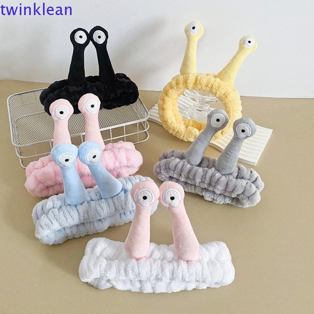 Tiara De Caracol TWINKLEAN , Faixa De Cabelo De Pelúcia Fofa De Desenho Animado , Argola Flanela Elástica Cor Sólida Fem
