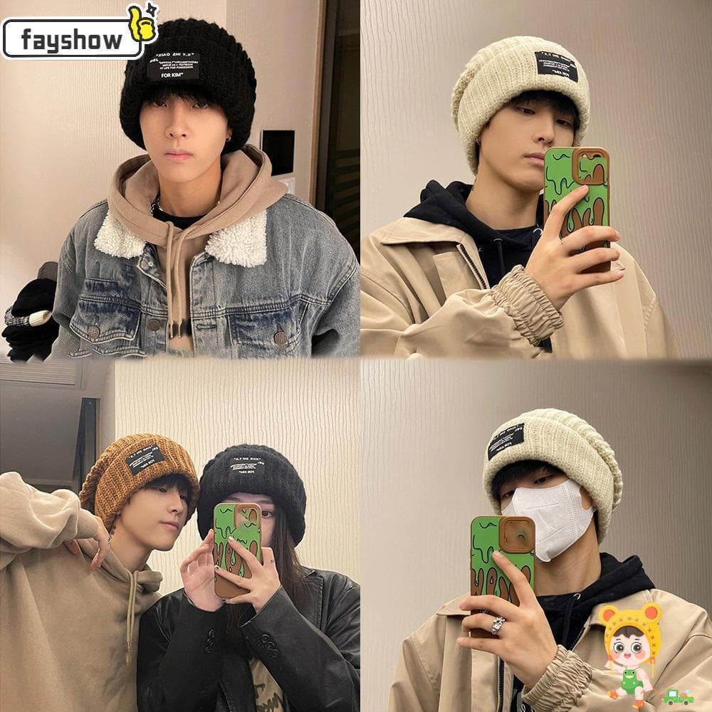Boné De Malha FAYSHOW , Chapéu De Lã Quente De Inverno Macio , Gorro Casual De Cor Sólida Desleixado Feminino Masculino