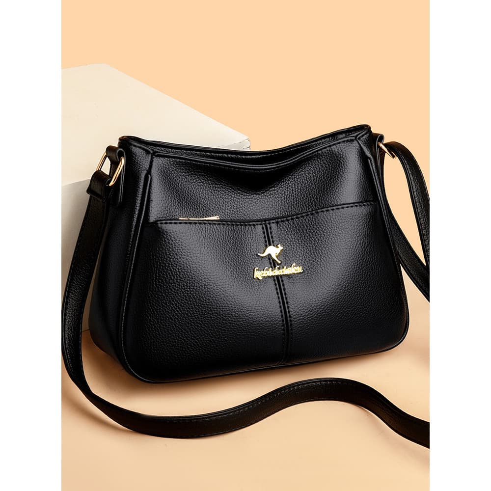 Bolsa de ombro de grande capacidade de couro genuíno 2025 outono inverno novo estilo bolsa feminina All-Match couro maci