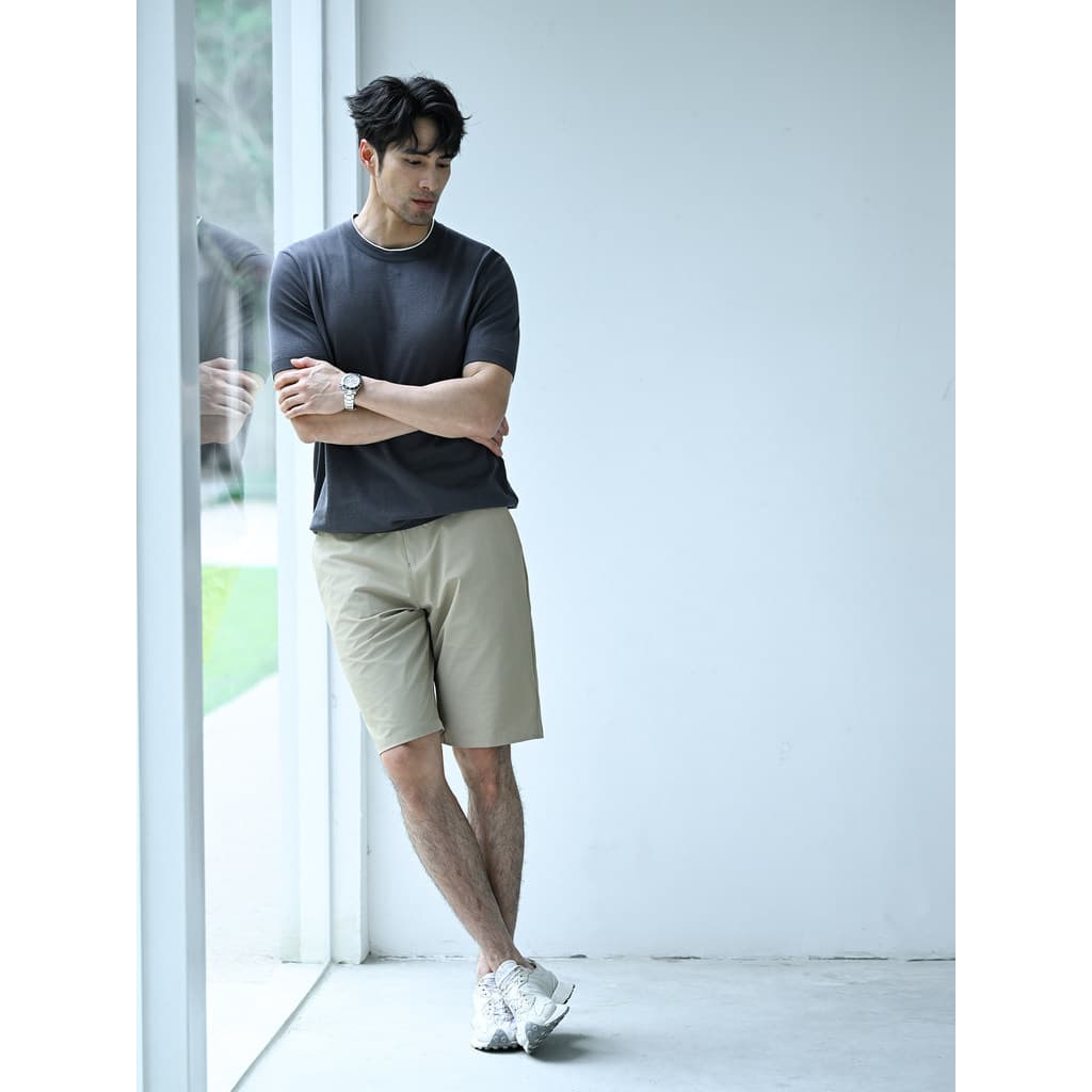 JSSD HOMME masculino novo estilo verão shorts casuais Micro-elástico calças casuais masculino Commuter shorts retos esti