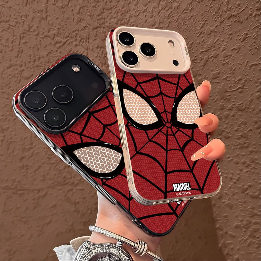 Textura metálica premium Capa prateada para iPhone 17 PRO MAX 11 15 PRO Homem-Aranha da Marvel