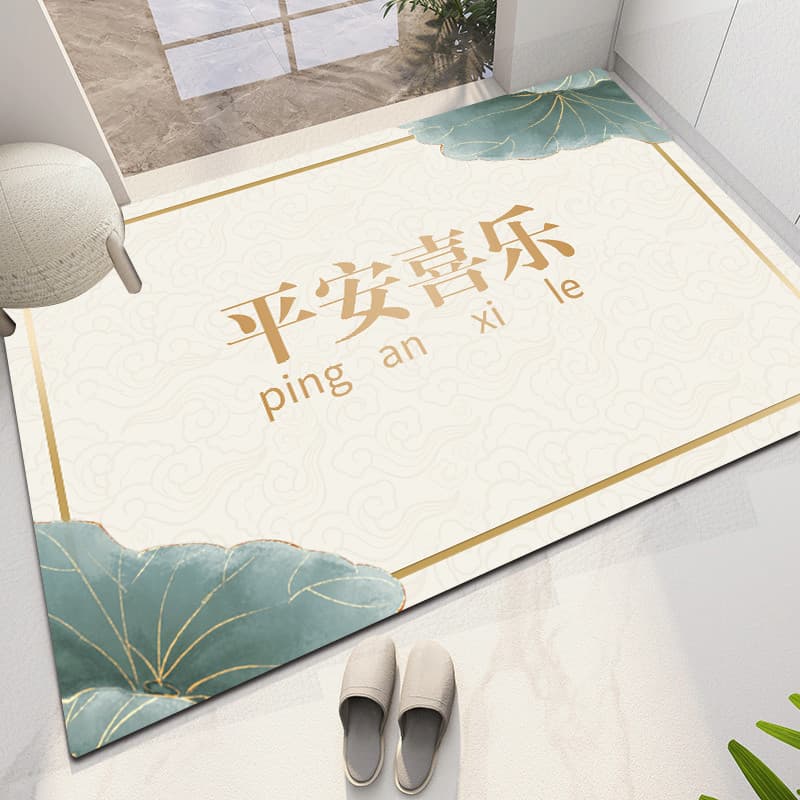 Novo estilo chinês-tapete de porta de entrada tapete de pé PVC limpável descartável tapete de entrada de couro pode ser