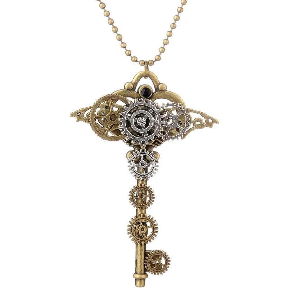 Colar Steampunk Multicamadas em Prata Esterlina 925 para Mulheres - Acessórios Steampunk Femininos, Colar Steampunk com