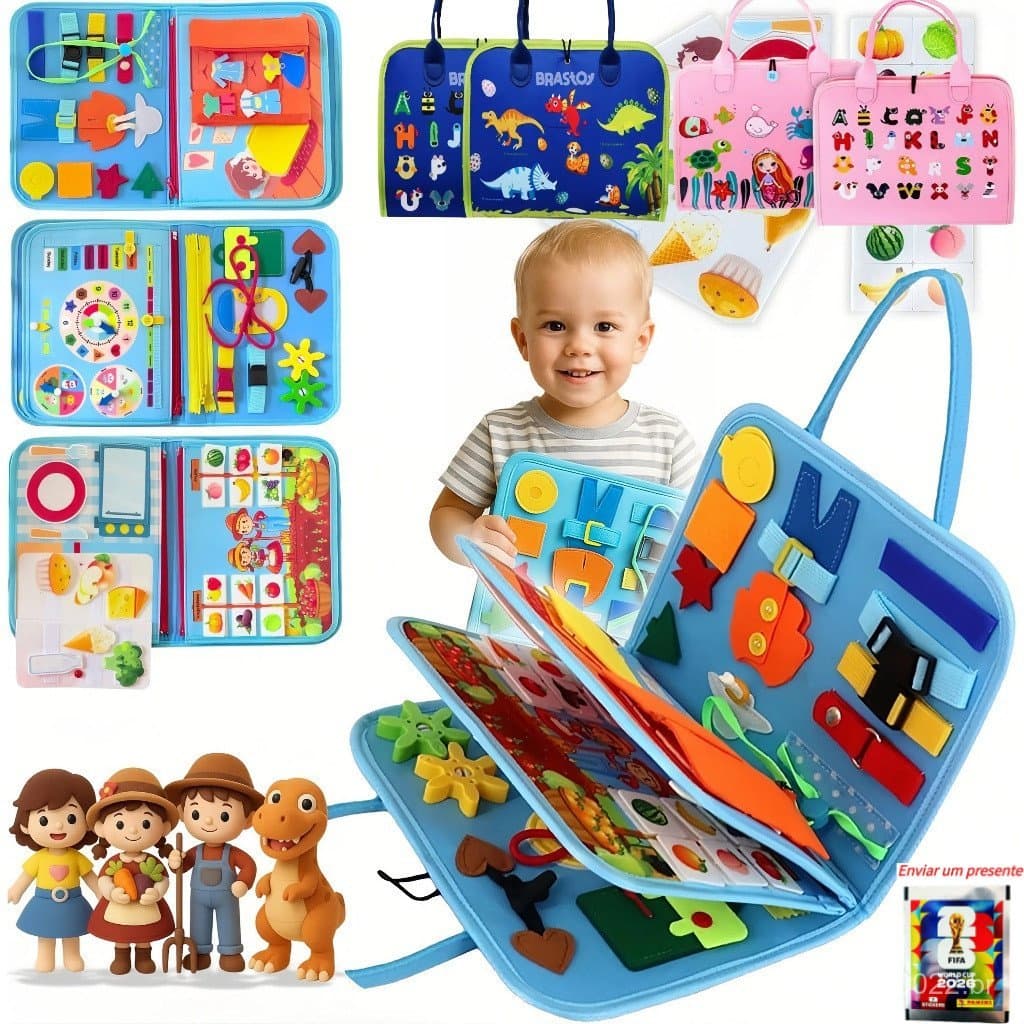 Tabuleiro Montessori Busy Board Sensorial Maleta Portátil - Brinquedo Educativo 1 Anos+ Viagem/ Pré-Escolar Aprendizado（