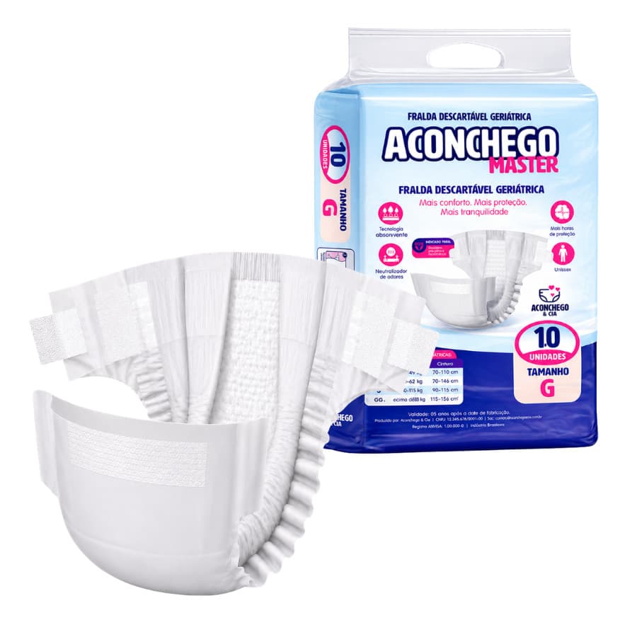 Fralda Geriátrica Uso Adulto Descartável Aconchego Alta Absorção 10 Un Premium