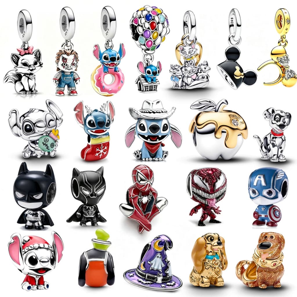 2026 Contas Pendentes de Prata Esterlina 925 com Imagem de Personagem Estilo Q, Adequadas para Pulseiras e