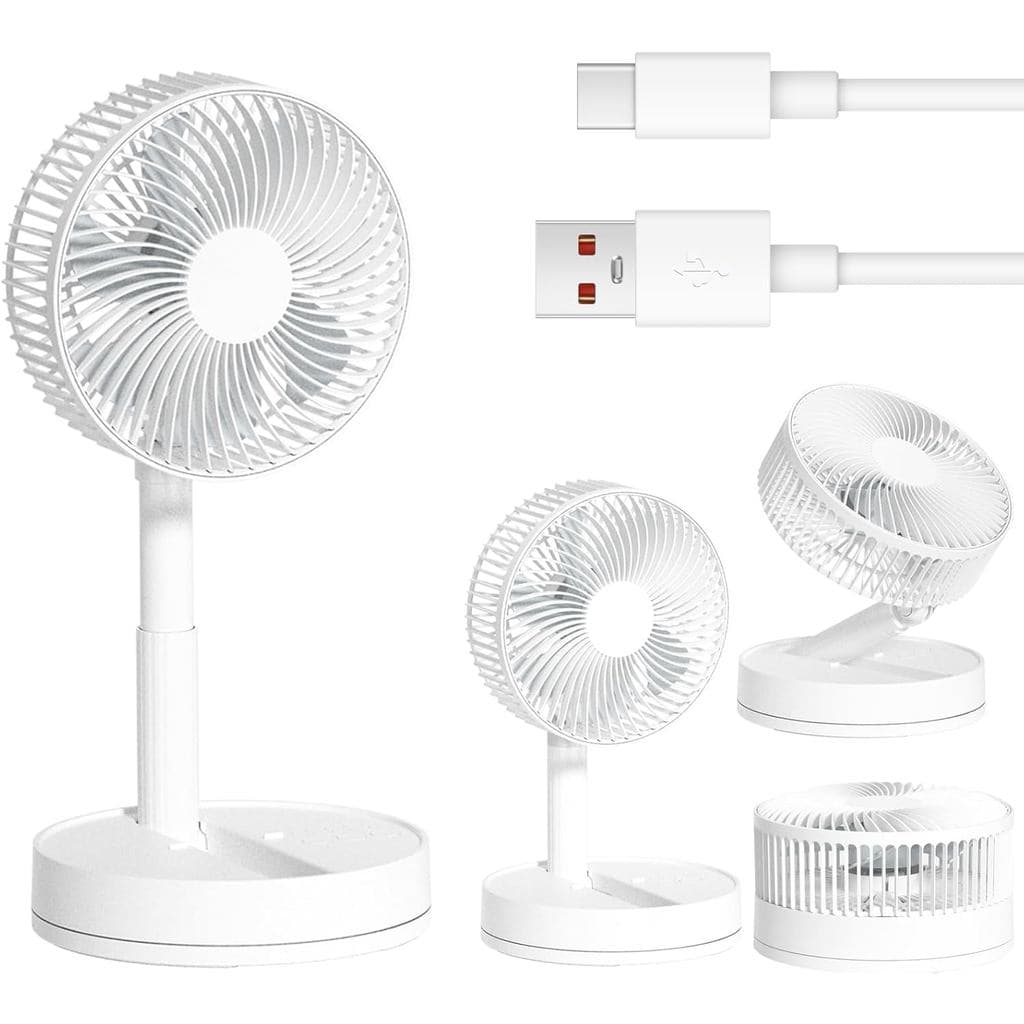 Ventilador de mesa, 8 polegadas (aproximadamente 20,3 cm), ventilador portátil dobrável, alimentado por bateria de 5400m