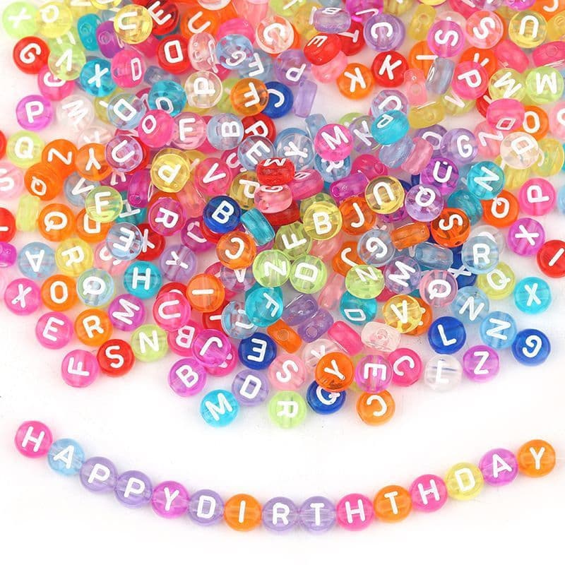 100 contas pulseira auto-desgaste diy crianças pulseira contas coloridas inglês carta contas doces cor contas soltas Mat