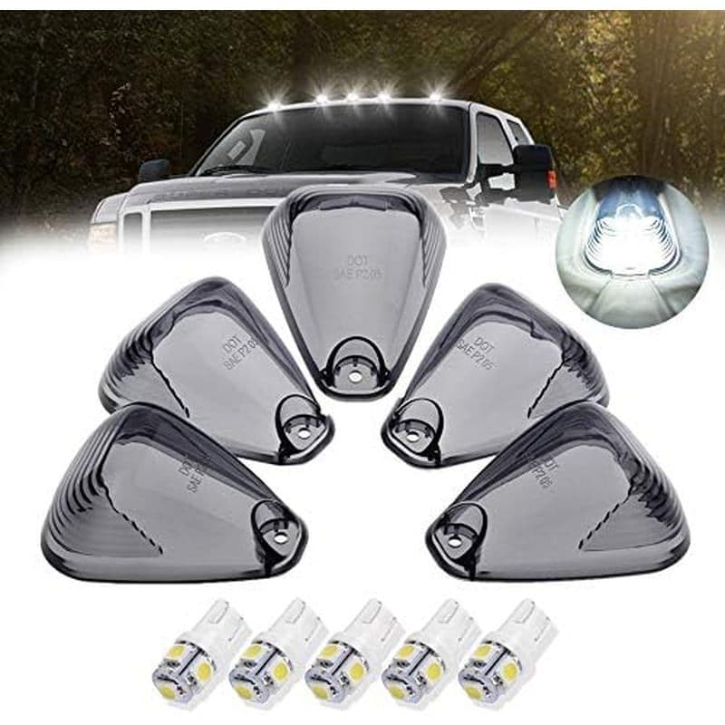 5 X Luzes Marcadoras De Teto De Cabine Tampa De Fumaça LED Branco Compatível Com 1999-2016 Ford F150 F250 F350 F450 F550