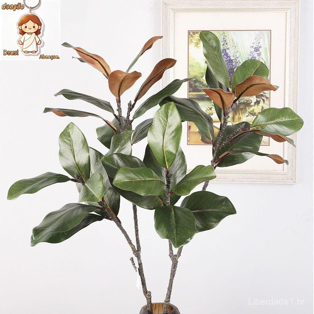 Simulated Magnolia Tree Branch , Borracha Deixa A Planta De Magnólia Artificial Feita Mão , Arranjo De Flores Grande 110