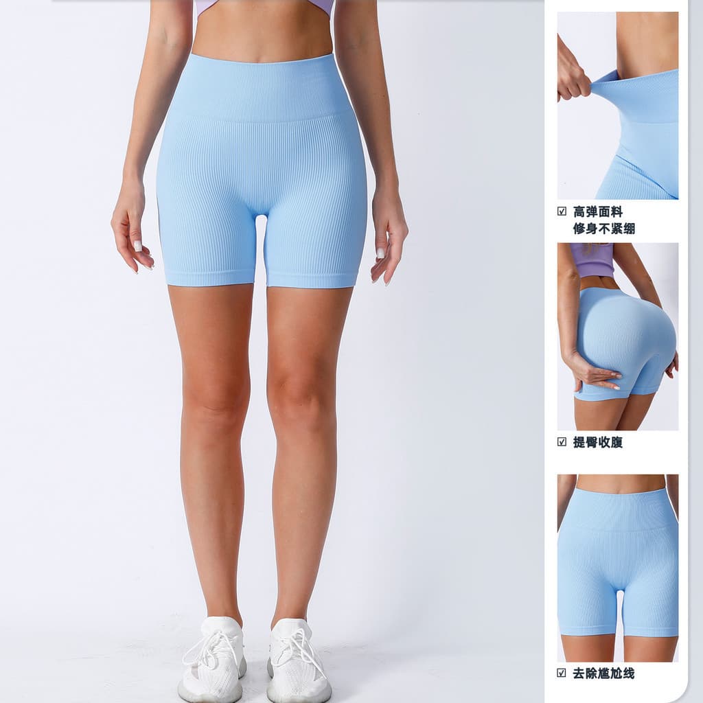 Shorts de yoga com rosca sem costura, calças de yoga de três pontos, secagem rápida, sem costura, esportes, Skinny, cicl